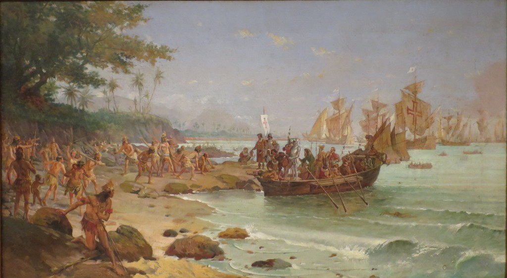 Desembarque de Cabral em Porto Seguro. Óleo sobre tela de Oscar Pereira da Silva (1904). Acervo do Museu Histórico Nacional (RJ)