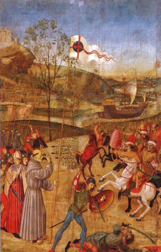 São João de Capistrano durante a batalha, portando um crucifixo, animava o exército católico. Com a vitória do exército católica se evitou a invasão das forças maometanas. 40 mil turcos foram mortos.