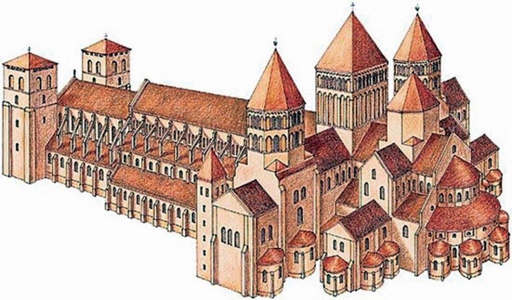 Desenho do momento auge da abadia de Cluny