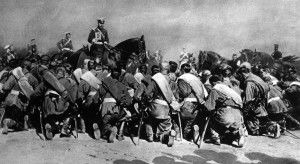 Nicolau II, Czar russo, abençoa as tropas