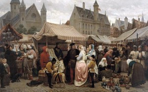 Feira em Gante na Idade Média - Félix de Vigne (1806-1862). Musée des Beaux arts, Gante, Bélgica