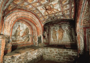 Túmulo de cristãos na catacumba de Santa Priscilla, em Roma