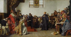 Lutero na Dieta de Worms diante de Carlos V â€“ Anton von Werner, 1877. Staatsgalerie Stuttgart, Alemanha.