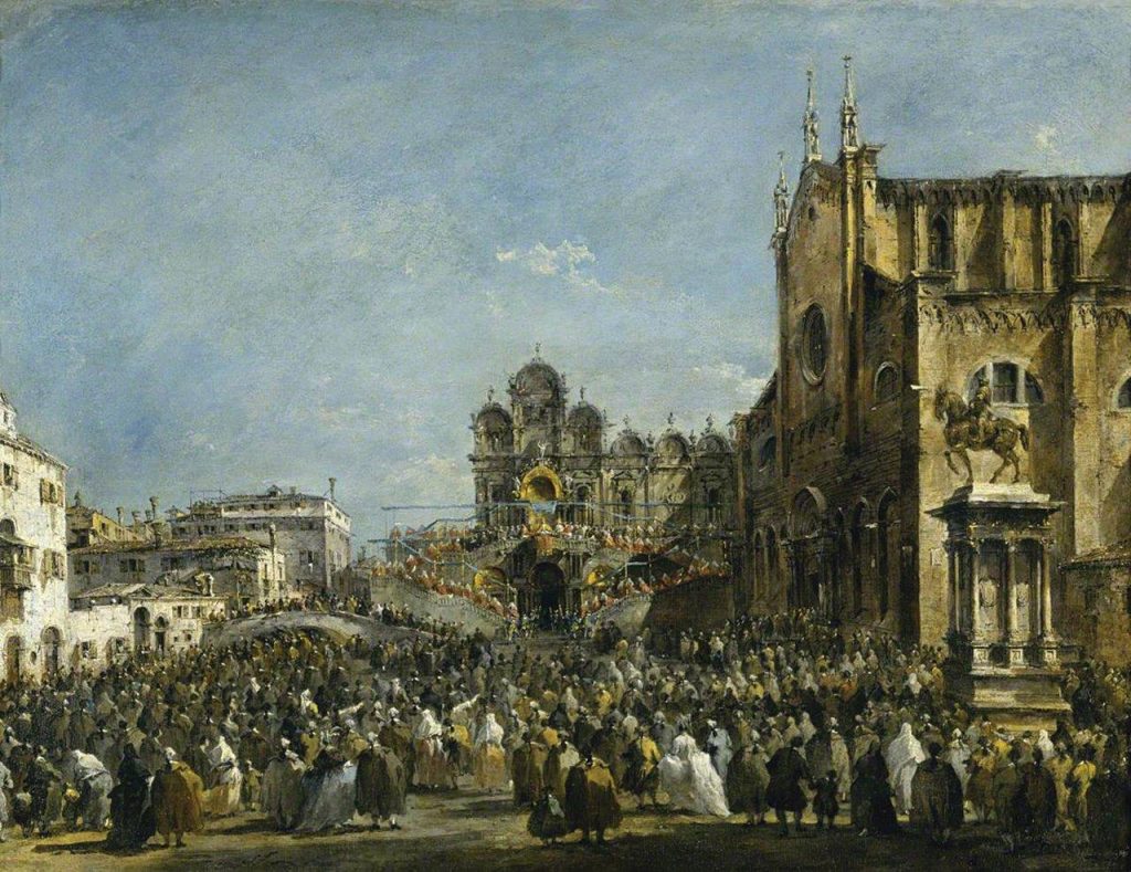 O Papa Pio VI abenÃ§oa o povo de Veneza no Campo SÃ£o Zanipolo, em 1782 â€“ Francesco Guardi (1712â€“ 1793). National Trust, Upton House, Inglaterra.