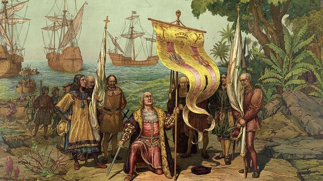 Em 12 de outubro de 1492, chegada de Cristóvão Colombo à América