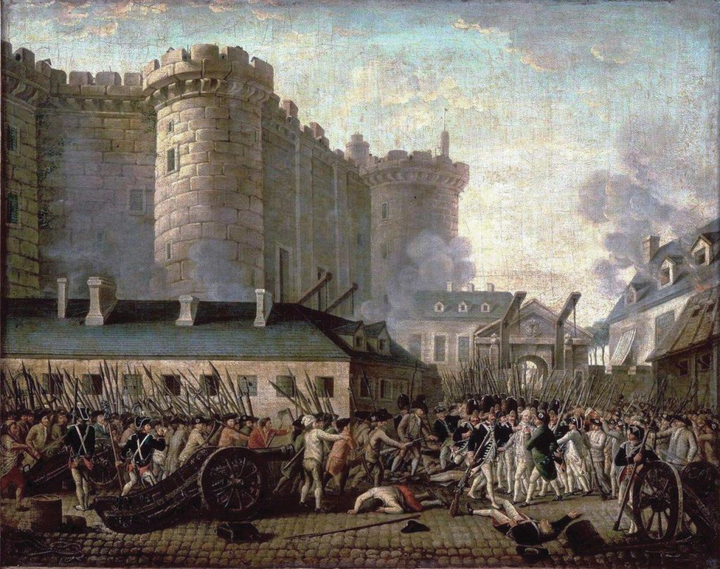 Queda da Bastilha e prisão do governador M. de Launay, 14 de Julho de 1789 – Anônimo. Museu de História da França, Versailles.
